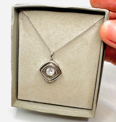 Collar Colgante Tembloroso Plata Esterlina 925 ZALES NOS Blanco Laboratorio-Cr. Zafiro Foto 1 de 4