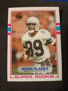 1989 BRIAN BLADES TOPPS NFL ROOKIE CARD RC #182 SEATTLE SEAHAWKS MIAMI HURRICANE - Picture 1 of 2