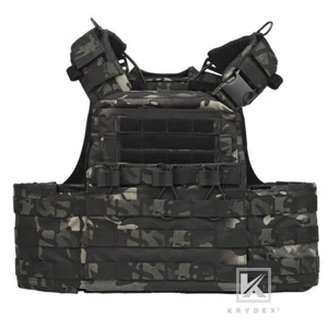 KRYDEX Plate Carrier Tactical Heavy Duty Vest Quick Release MOLLE Black Camo - Picture 1 of 12