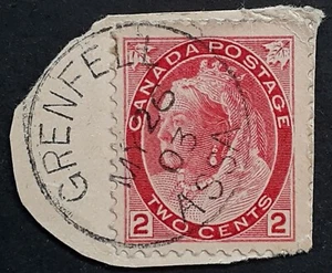 1903 Canada 2c Rose-Carmine QV stamp with GRENFELL ASSA Postmark.  - Picture 1 of 2