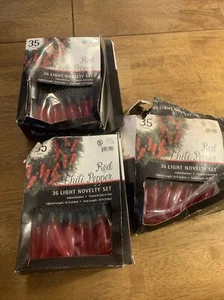 3 sets CHILI PEPPER STRING LIGHTS, 35 Bulbs/strand, Cinco De Mayo, Holidays - Picture 1 of 5