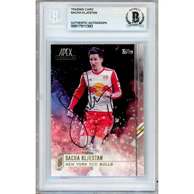 Sacha Kljestan 签名 2015 Topps Apex MLS #2 卡亲笔签名 Beckett Slab 纽约红牛队 — 第 1/4 张图片
