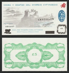 Wales - Welsh Black Sheep Company £5 Un Punt 1969 Banknote UNC Uncirculated - Picture 1 of 1