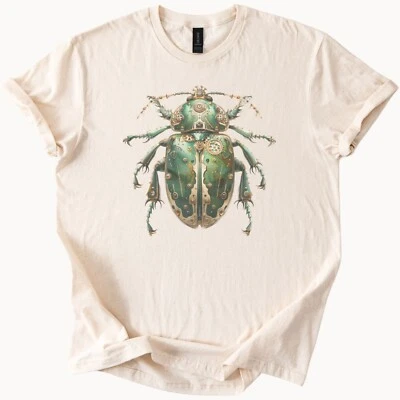 Camiseta Steampunk Escarabajo Gráfico Verde Mecánico Arte Insecto Camiseta Foto 1 de 2