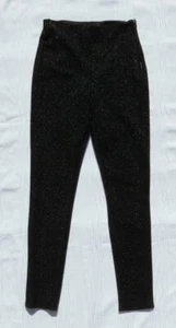 DIVIDED H&M Black Sparkle Stretch High Rise Side Zip Skinny Leggings Pants S 6 - Picture 1 of 5
