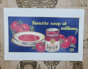 Campbells Zuppa di Pomodoro Zuppa Preferita di Milioni Anni 20 Pubblicità Riproduzione Cartolina - Foto 1 di 3