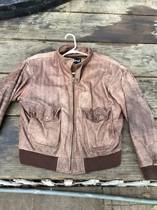 Vintage 90s Y2K Avanti brown genuine leather bomber jacket Grungy Yet Classic - Picture 1 of 13