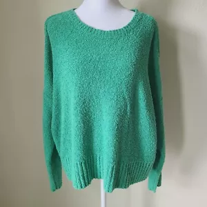 Nuevo con etiquetas Suéter Eileen Fisher Boxy Talla Grande Algodón Nubby Cachemira Tejido Verde $268 - Imagen 1 de 11