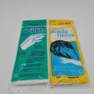 (Two Packs) Vintage BEAUTY GLOVES Cotton White NOS George Glove Co. Regular Size - Picture 1 of 3