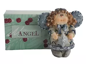 Vintage Millenium Engel Harz Figur blau/grau süßes Gesicht ca. 3,5 Zoll NEU im Karton - Bild 1 von 5