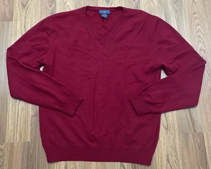 Joseph & Lyman Sweater Mens Medium Cashmere V Neck Red Knit Pullover - Picture 1 of 11