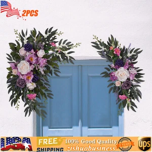 Lavender Artificial Flower Wedding Arch Ceremony Decor Silk Floral Arch Decor - Picture 1 of 15