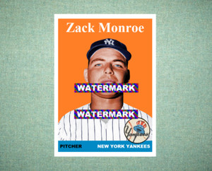 Zack Monroe New York Yankees 1958 Style Custom Baseball Art Card