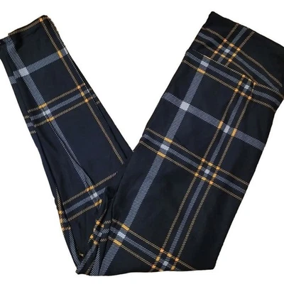 Леггинсы для девочек LuLaRoe L/XL черные оранжевые серые клетчатые Gigi & Jax размер 8-14 новые с ценниками - Изображение 1 из 4