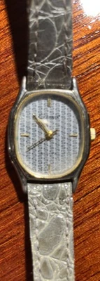 Vintage Greiner Quartz Ladies Watch Grey Leather Band needs battery. - image 1 of 4