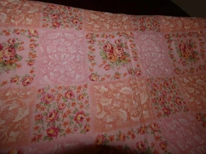 Tessuto rosa e foglie vintage 1 iarda - Foto 1 di 4