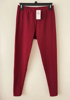 Nuevo J.JILL Pima Algodón Elástico Tobillo Leggings Pull-on Rojo y Negro Guinga S $45 Foto 1 de 4