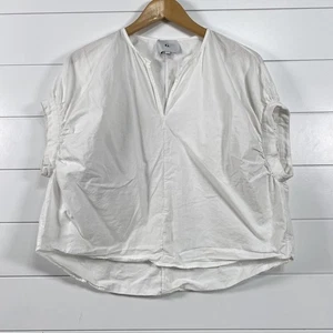 G. Label by Goop Bluse Damen 2 Weiß Kurzarm Rüschenärmel Italy Baumwolle - Bild 1 von 10