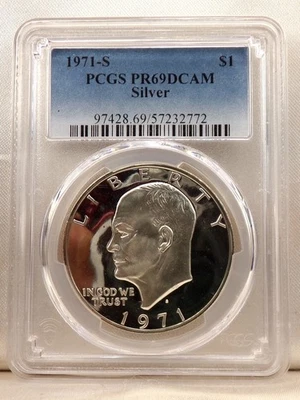 1971 S Eisenhower Proof Dollar PCGS PR69 DCAM 97428.69/57232772 - Image 1 of 4