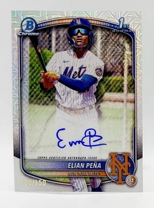 Bowman Chrome 1st HTA Choice Elian Peña 2025 radiocontrol automático 120/150 New York Mets - Imagen 1 de 2