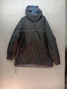 VTG Nike Jacket Coat Parka Hooded Mens 2XL Tall Black Fleece Lined Full Zip Y2K - Picture 1 of 17
