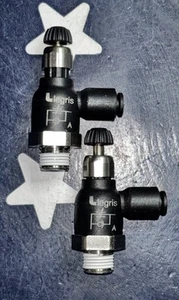 2X Parker Legris 7065 04 11  Flow Control Meter Valve 5/32 PTC X 1/8" NPT   2pcs - Picture 1 of 8