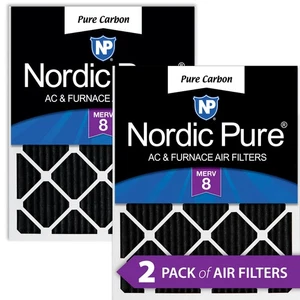 12x12x1 (11_3/4x11_3/4) Pure Carbon Odor Reduction Furnace Air Filters 2 Pack - Picture 1 of 7