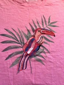 Talbots Sz Large Petite Pink Toucan Graphic Tee - Picture 1 of 7