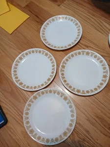 Vintage Corelle von Corning Schmetterling Gold Essteller Set/4 10,25" - Bild 1 von 3