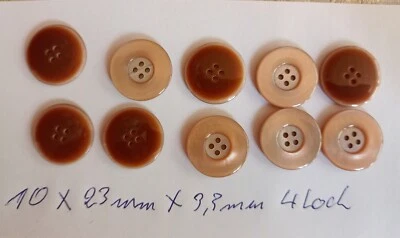 10 braune Mantel /Jacken  Knöpfe 4 Loch für Mantel oder Jacke  23 mm x 3,3 mm - Bild 1 von 2