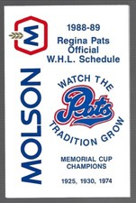 RARE 1988-89 Regina Pats WHL Hockey Schedule !!! Molson