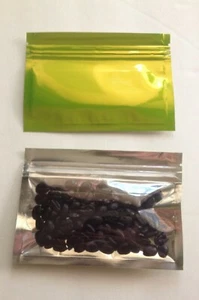Confezione da 50 - Borsa a prova di odore verde/trasparente Mylar richiudibile con cerniera e serratura 5""x3,5 - Foto 1 di 4