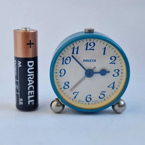 VINTAGE Soviet VERY SMALL mechanical Alarm clock RAKETA. USSR serviced Working - Picture 1 of 15