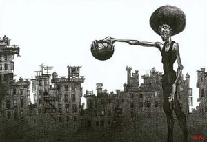The Baller, an African American, Black Art Print by Justin Bua - Picture 1 of 1