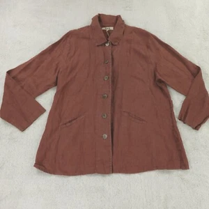 FLAX Jacket Womens Large Brown Linen Juiciest Fall Lagenlook - Picture 1 of 14