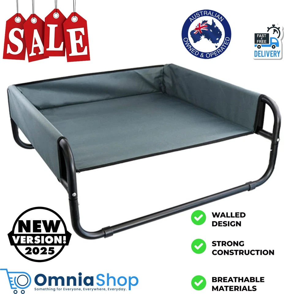 Paws & Claws 56cm Heavy Duty Elevated Walled Dogs Pets Durable Sofa Bed Grey New - image 1 of 4