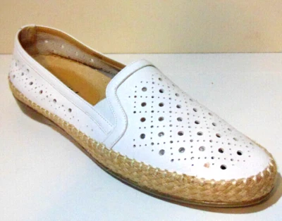 VANELI SPORT Mocasines de Cuero Planos Blancos Sin Cordones Zapatos Cómodos Mujer PRIMAVERA ~ 10.5 Foto 1 de 4