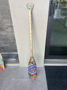 Hand painted and burned canoe paddle - Picture 1 of 6