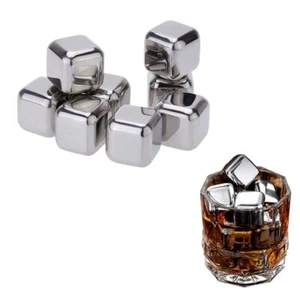 Stainless Steel Whiskey Stones Ice Cubes Reusable for Whiskey, Vodka, Liqueurs - Picture 1 of 5