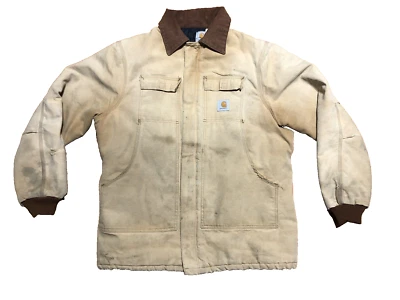 Vintage Carhartt Duck Canvas Coat Jacket Quilted  CO196 48T USA  Made Distressed - Image 1 of 4