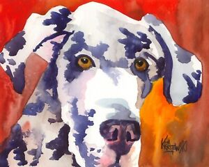 Great Dane Gifts | Harlequin Art Print from Painting | Poster, Decor, 11x14