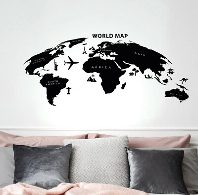 Vinyl Wall Decal Places Adventure Geography Stickers 35 in x 17 in gz278 - Image 1 of 2