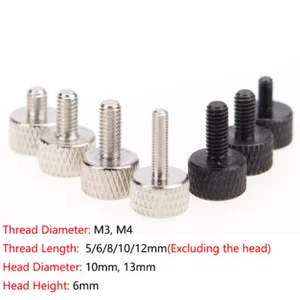 M3 M4 gerändelte Daumenschraube Stahl Handdrehknopf Bolzen Kohlenstoffstahl 5 mm-12 mm lang - Bild 1 von 8