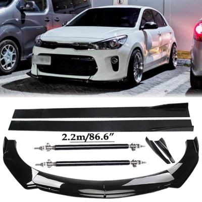 Front Bumper Lip Spoiler Side Skirts Rear Glossy Black For Kia Rio 2001-2022 - Image 1 of 4