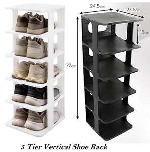 5 Tier Vertical Shoe Holder Stand Rack Available in Black and White Color - Picture 1 of 8