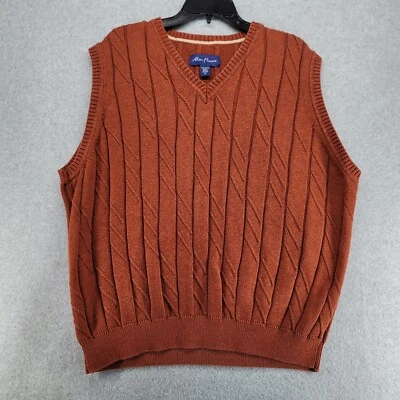Alan Flusser Sweater Vest Mens XL Orange Brown V Neck Preppy Academia Golf - Image 1 of 4