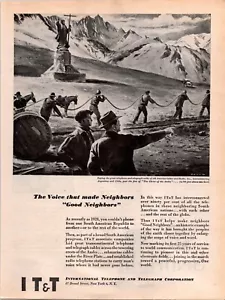 VINTAGE 1945 IT&T INTERNATIONAL TELEFON & TELEGRAPH KORPS. DRUCKANZEIGE - Bild 1 von 1