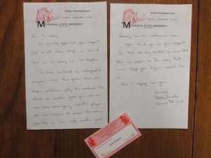BOBBY  DANIELS  Signed Letter + Card-1982  Moorhead State Women Basketball Coach