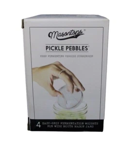 Masontops Pickle Pebbles Glass Fermentation Weights Wide Mouth Mason Jars 4 Pack - Picture 1 of 10