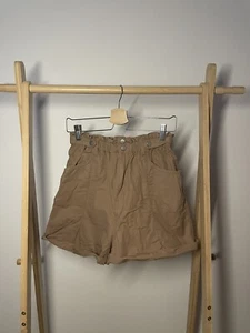 Newlook Brown Elasticated Waist Casual Shorts With Silver Hardware Size 14 - Picture 1 of 8